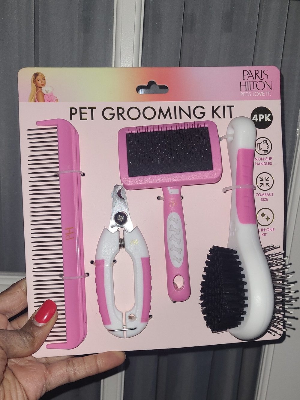 Paris Hilton Pink and White Pet Grooming Set - 4pc